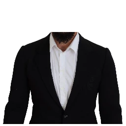 Black Wool Crown Slim Fit Jacket Blazer