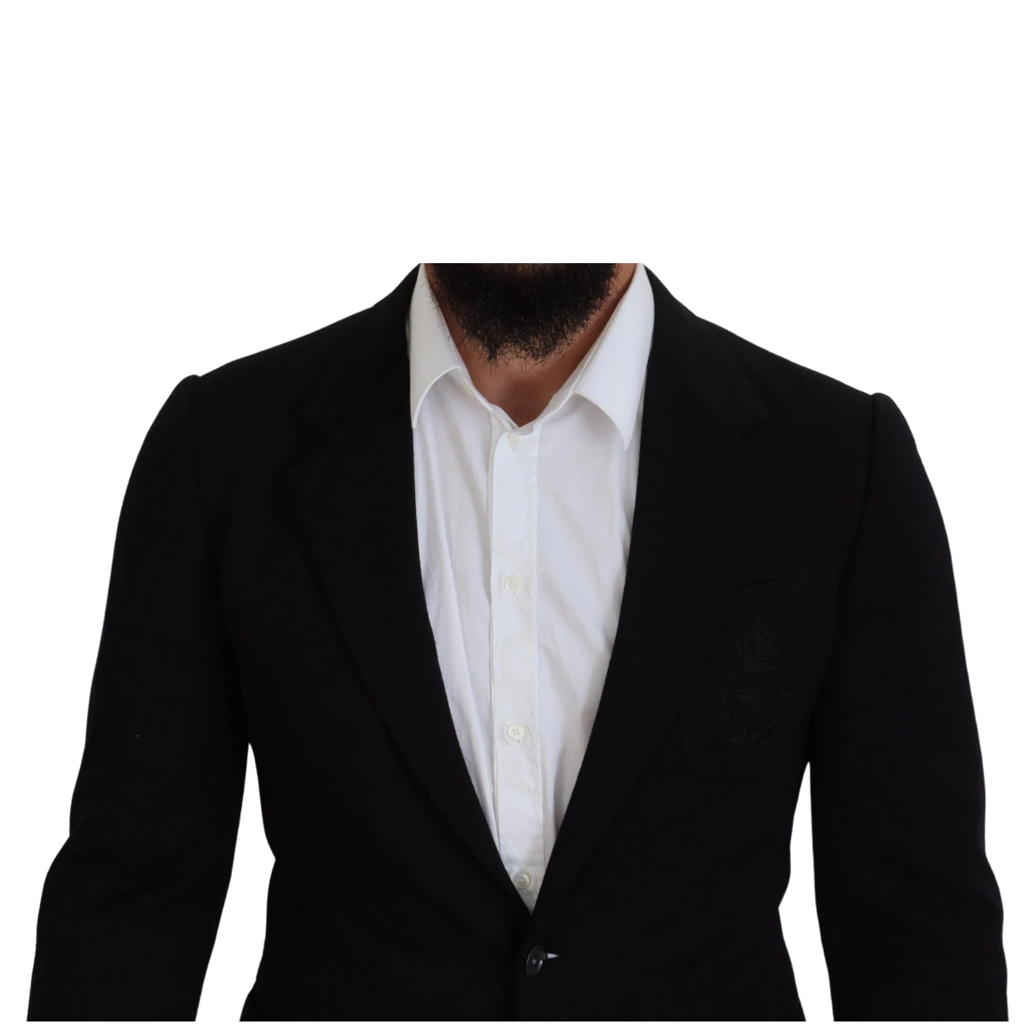 Black Wool Crown Slim Fit Jacket Blazer
