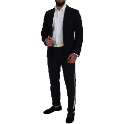 Black Wool Crown Slim Fit Jacket Blazer