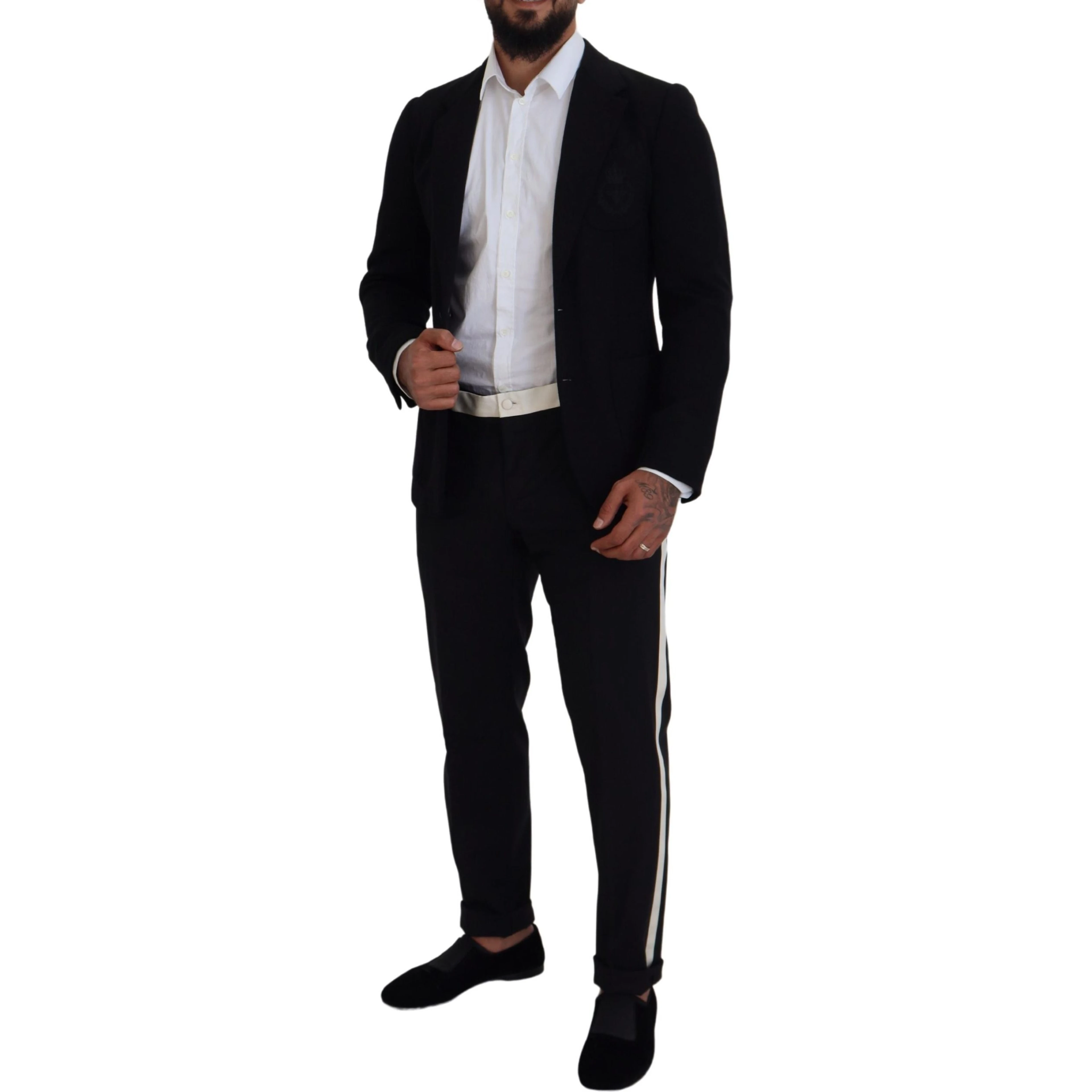 Black Wool Crown Slim Fit Jacket Blazer