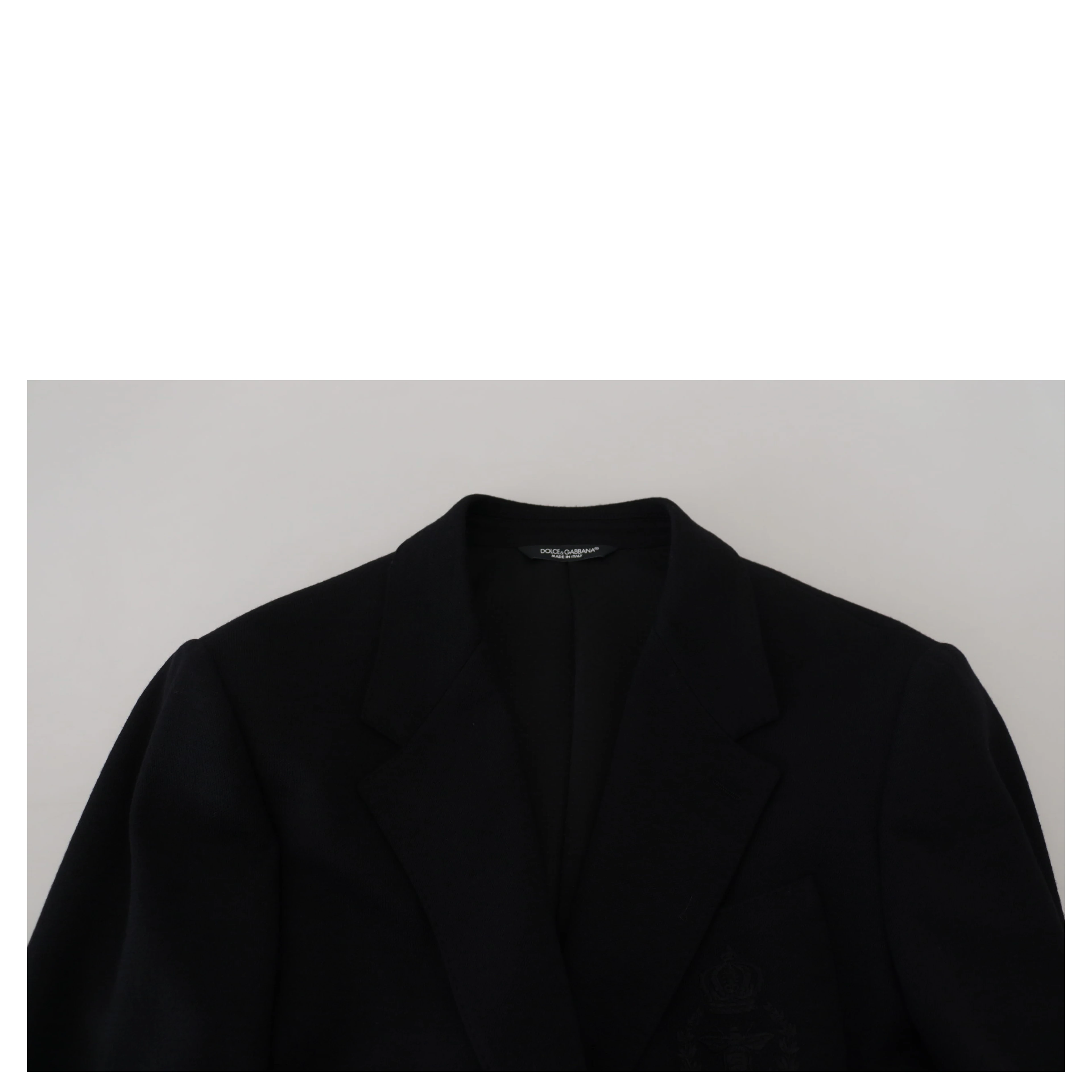 Black Wool Crown Slim Fit Jacket Blazer