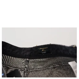 Black Multicolor Print Tattered Denim Jeans