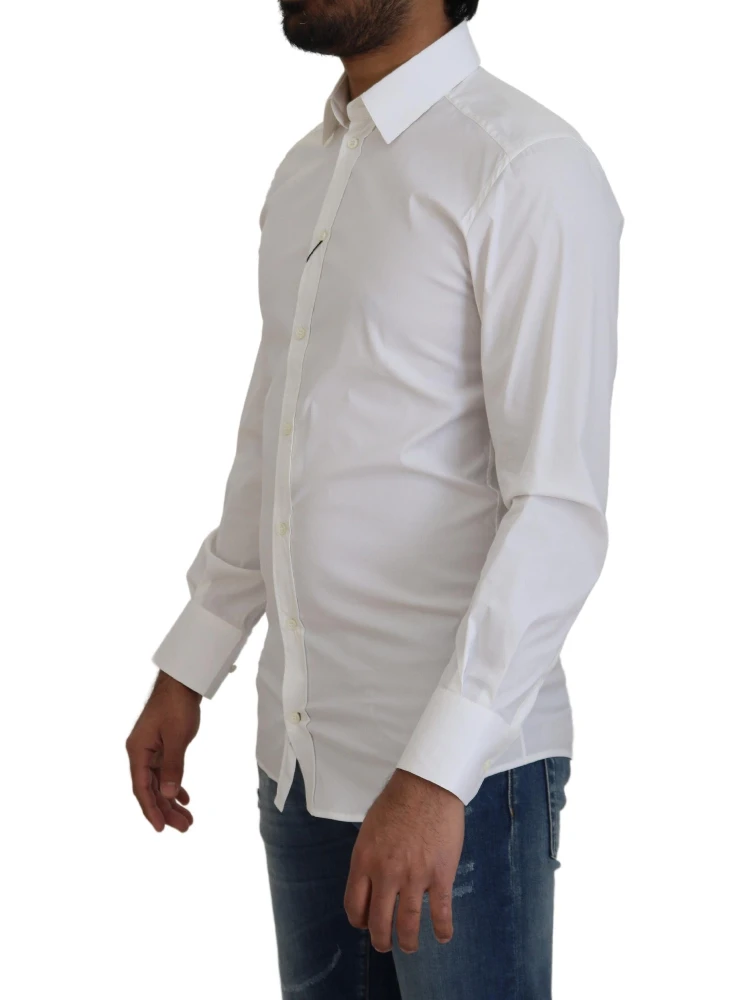 White Cotton Slim Fit Formal Dress GOLD Shirt alternative