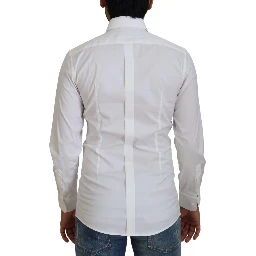 White Cotton Slim Fit Formal Dress GOLD Shirt