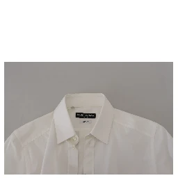 White Cotton Slim Fit Formal Dress GOLD Shirt