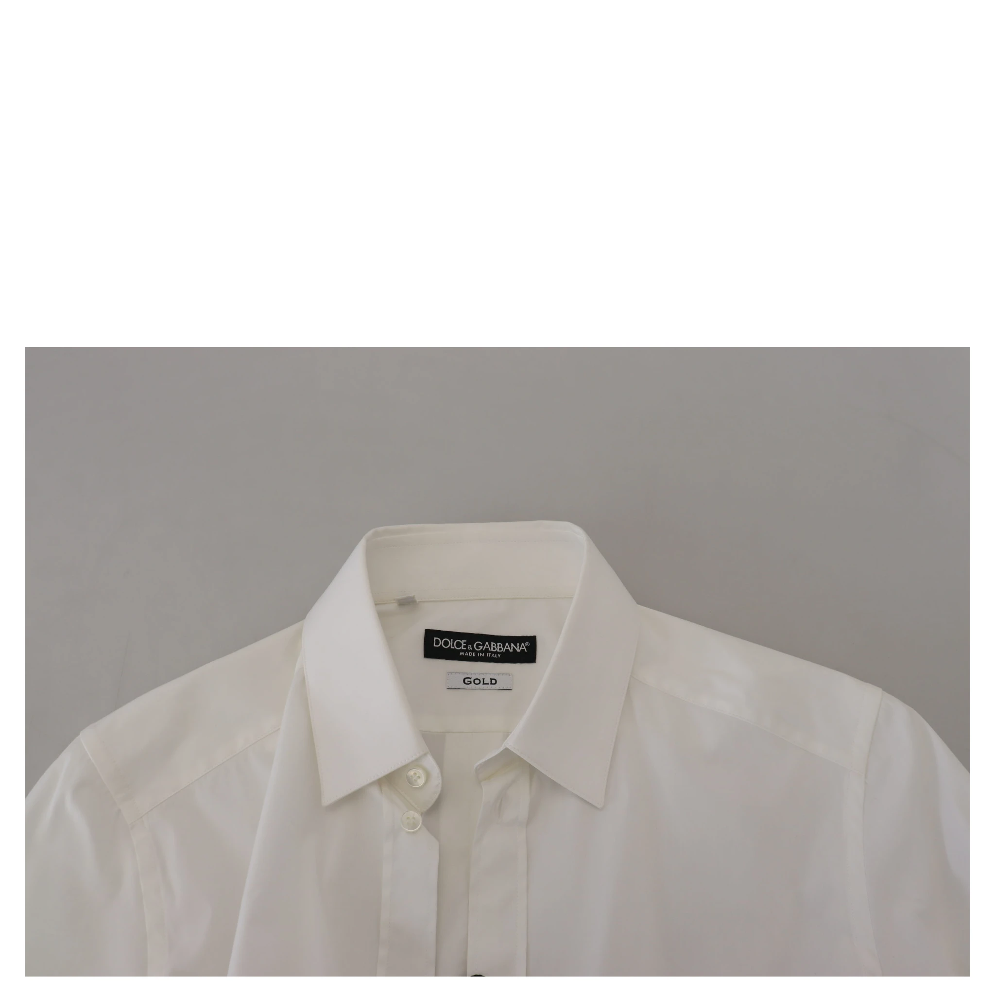 White Cotton Slim Fit Formal Dress GOLD Shirt