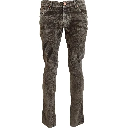 Gray Washed Cotton Corduroy Slim Fit Men Jeans