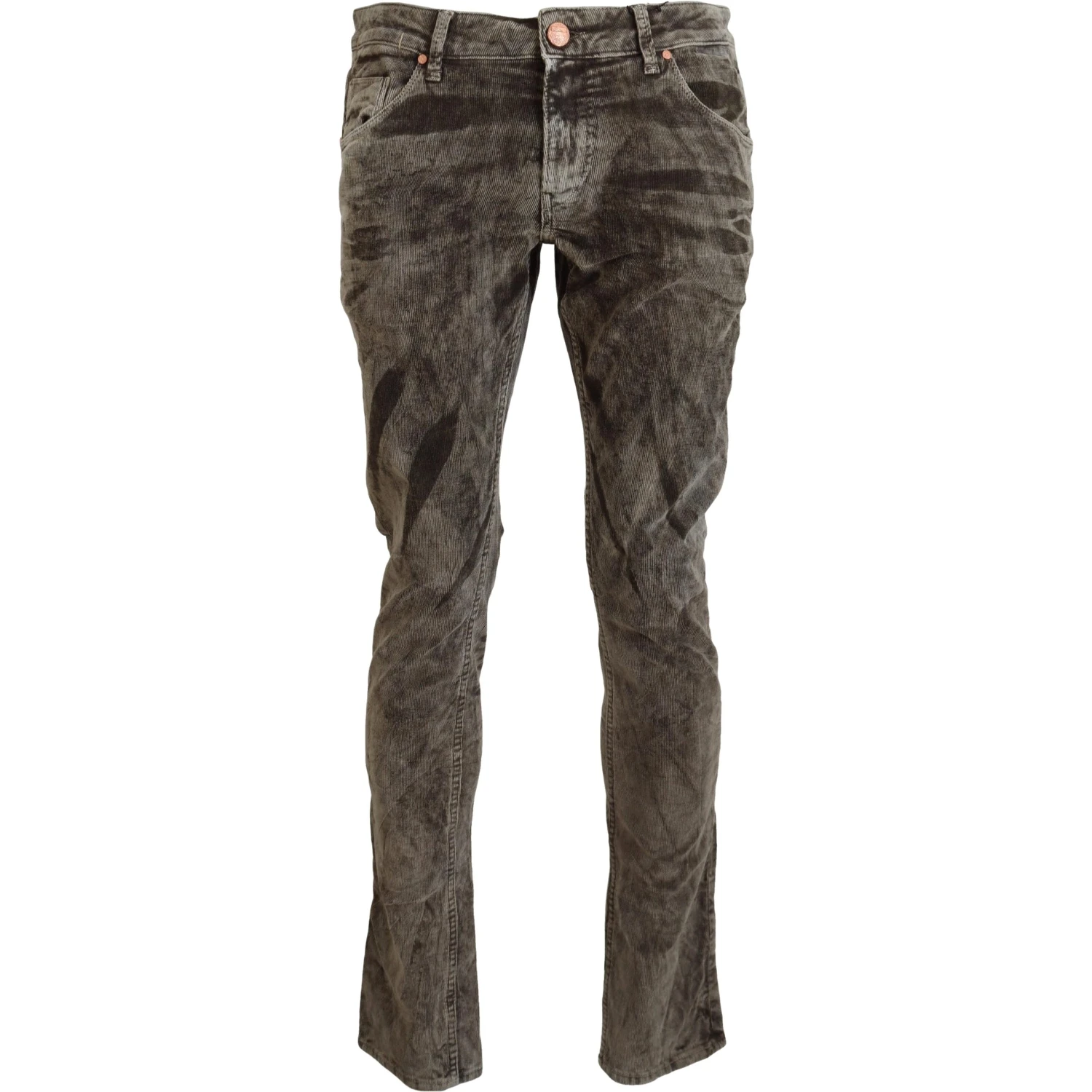 Gray Washed Cotton Corduroy Slim Fit Men Jeans