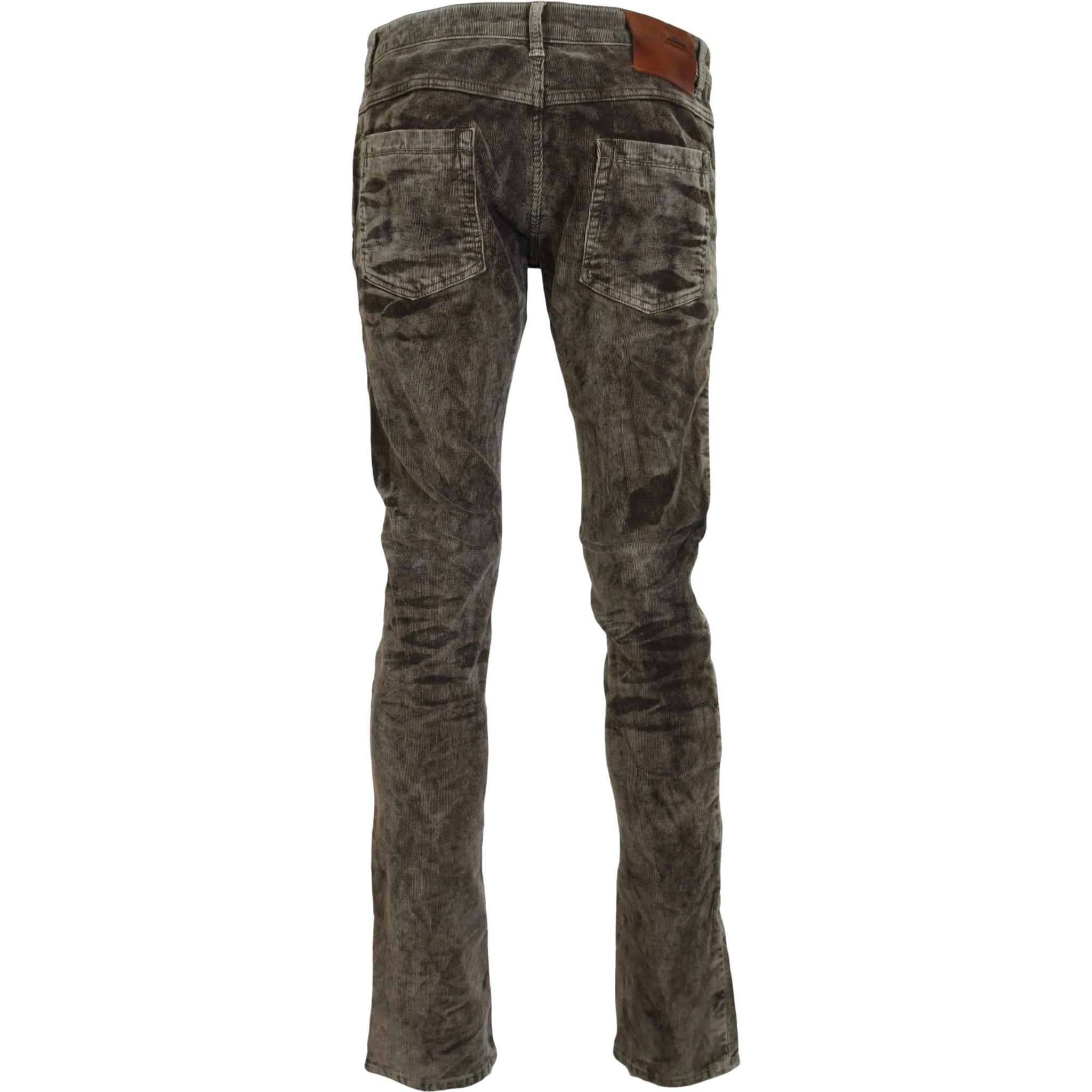 Gray Washed Cotton Corduroy Slim Fit Men Jeans