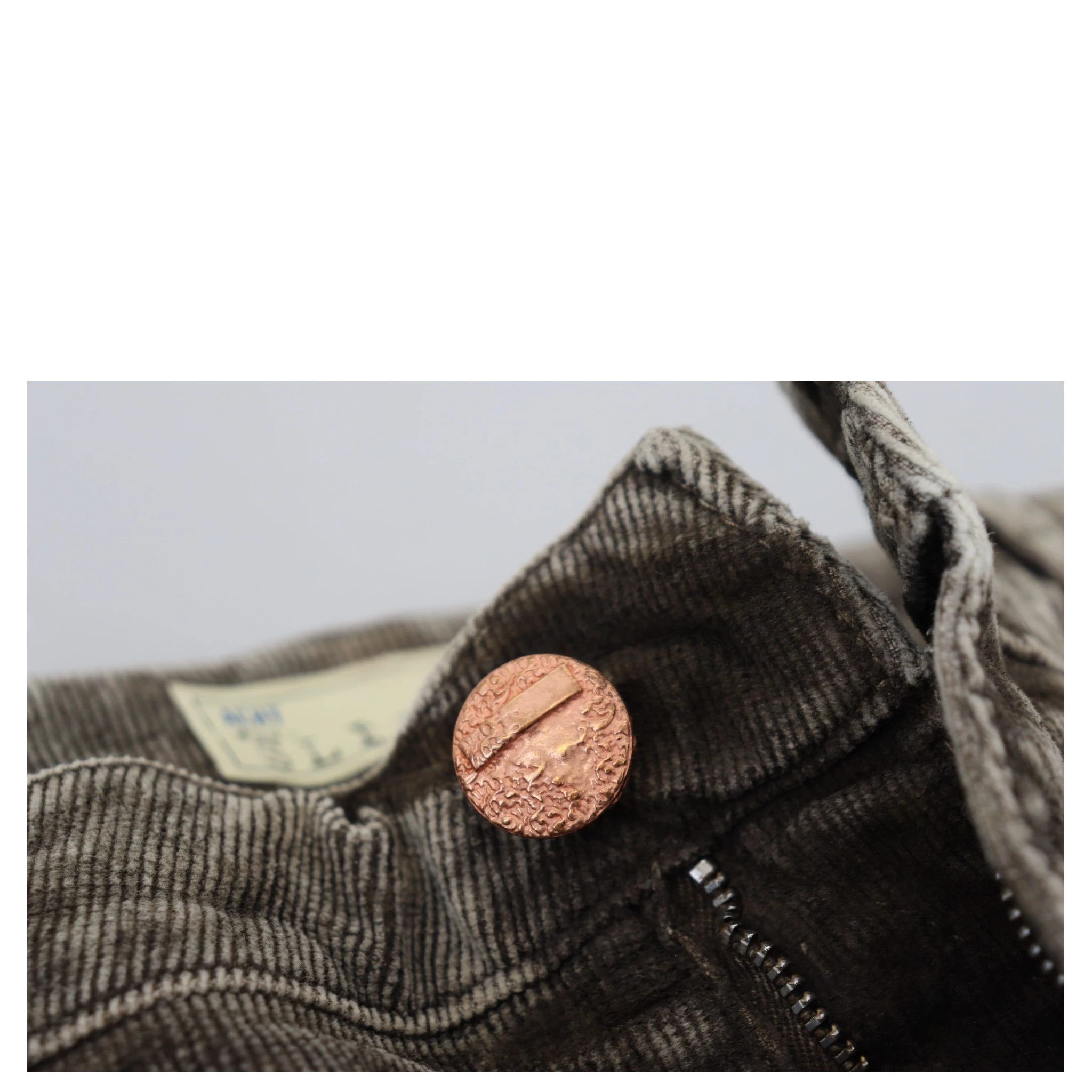 Gray Washed Cotton Corduroy Slim Fit Men Jeans