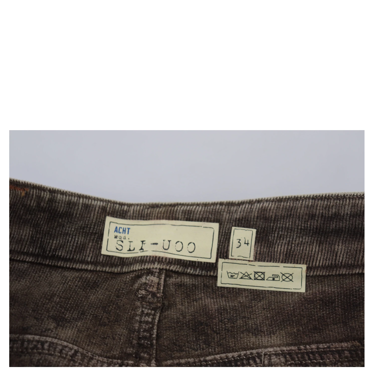Gray Washed Cotton Corduroy Slim Fit Men Jeans