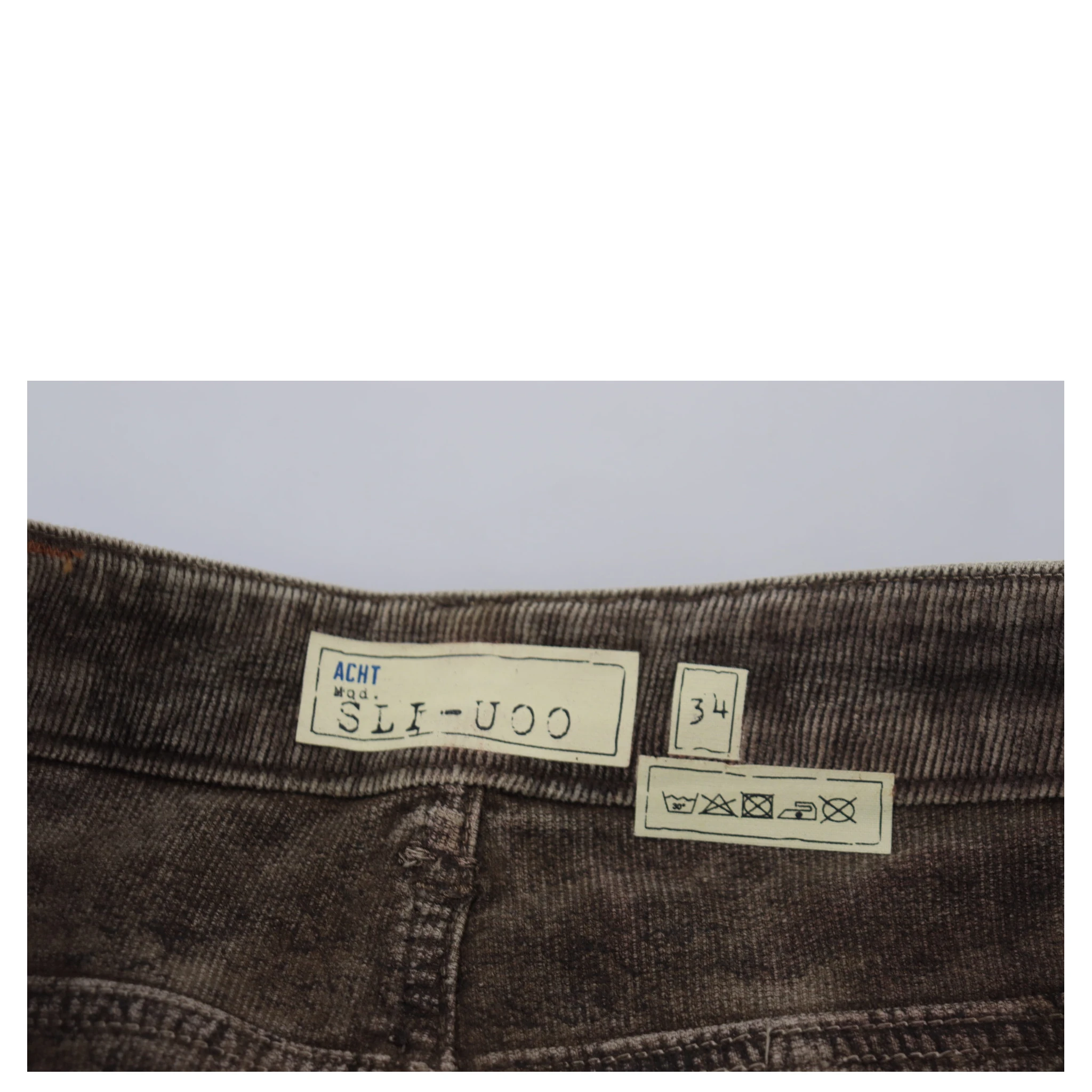 Gray Washed Cotton Corduroy Slim Fit Men Jeans