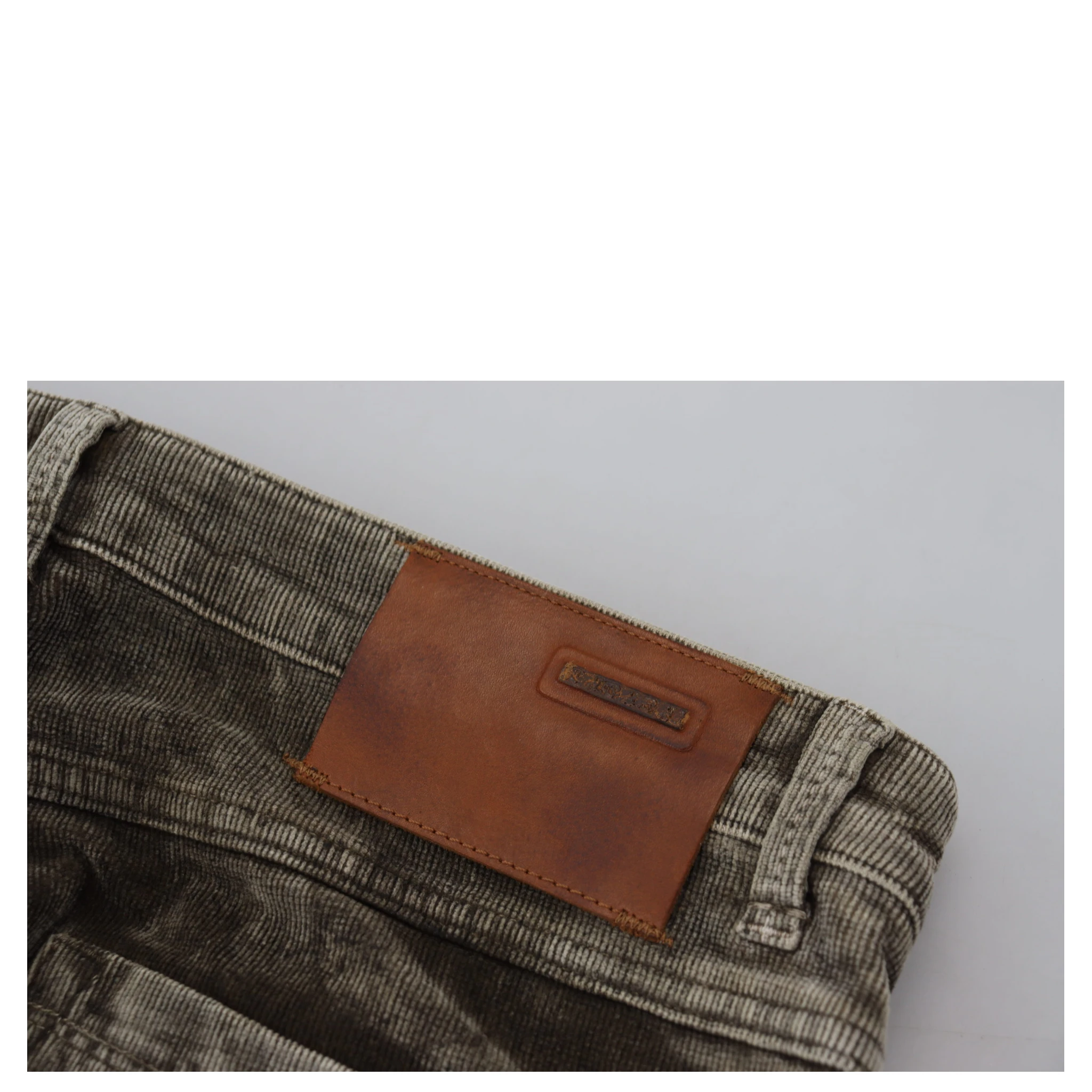 Gray Washed Cotton Corduroy Slim Fit Men Jeans