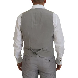 Silver Wool Silk 3 Piece Slim Fit Suit