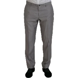 Silver Wool Silk 3 Piece Slim Fit Suit