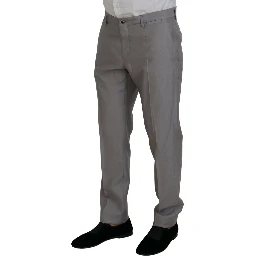 Silver Wool Silk 3 Piece Slim Fit Suit