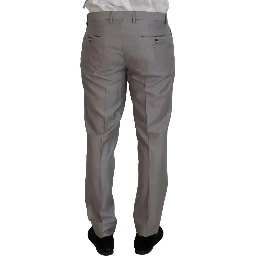 Silver Wool Silk 3 Piece Slim Fit Suit
