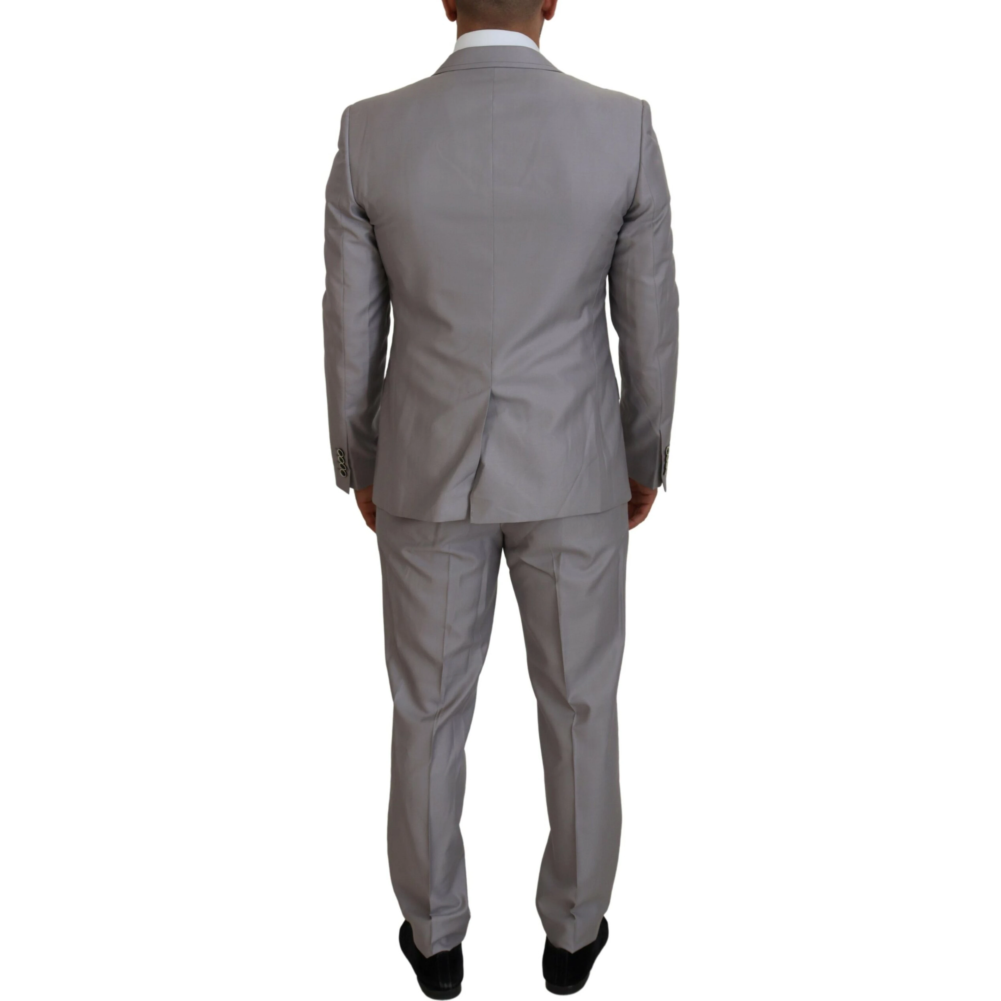 Silver Wool Silk 3 Piece Slim Fit Suit
