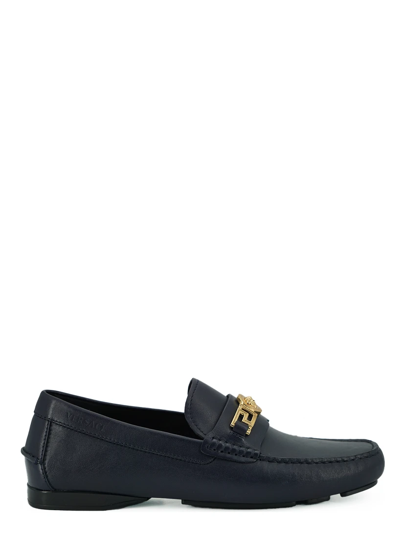 Navy Blue Calf Leather Loafers Shoes