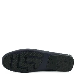 Navy Blue Calf Leather Loafers Shoes