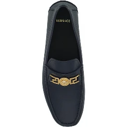 Navy Blue Calf Leather Loafers Shoes