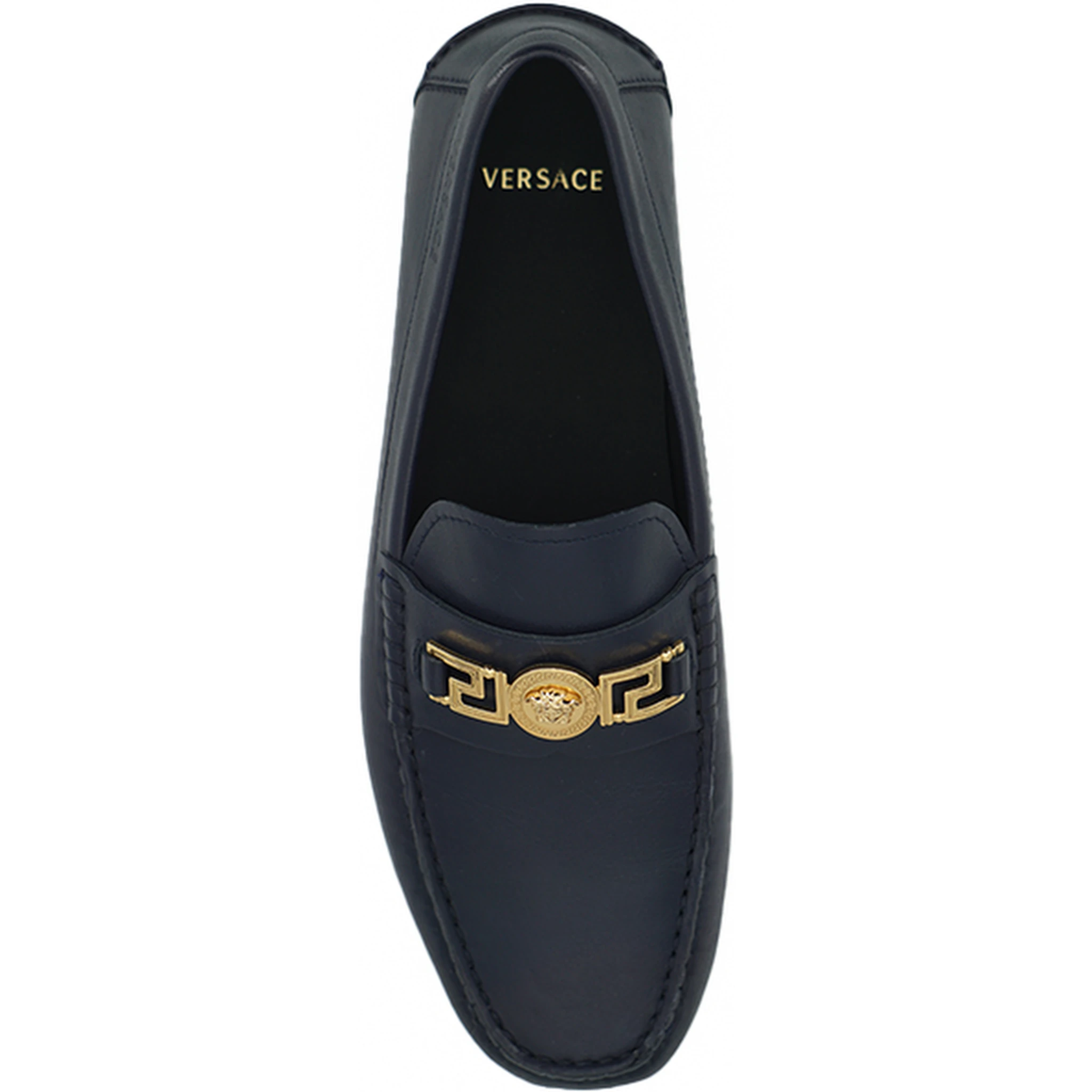 Navy Blue Calf Leather Loafers Shoes