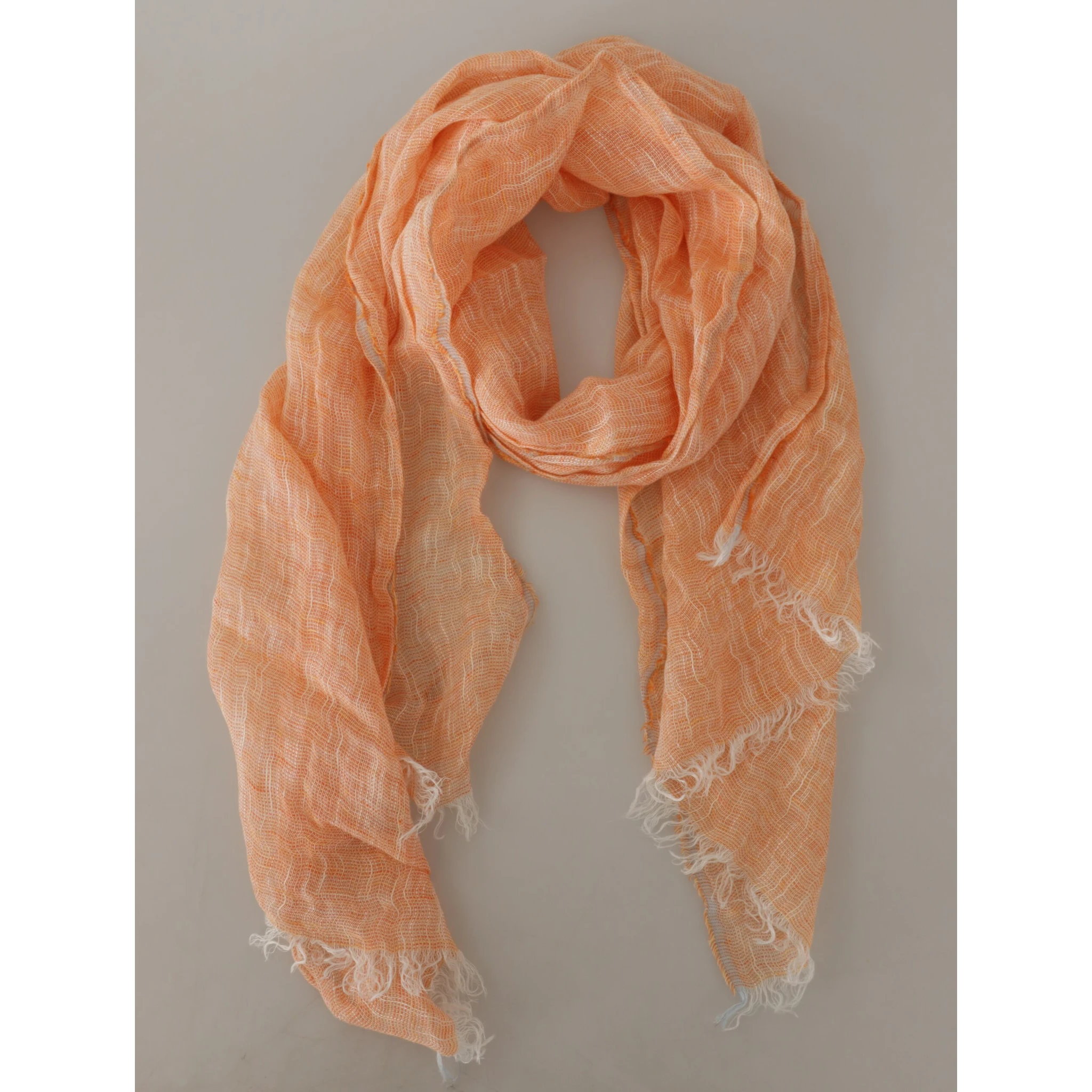 Peach Linen Knitted Shawl Wrap Fringes Scarf