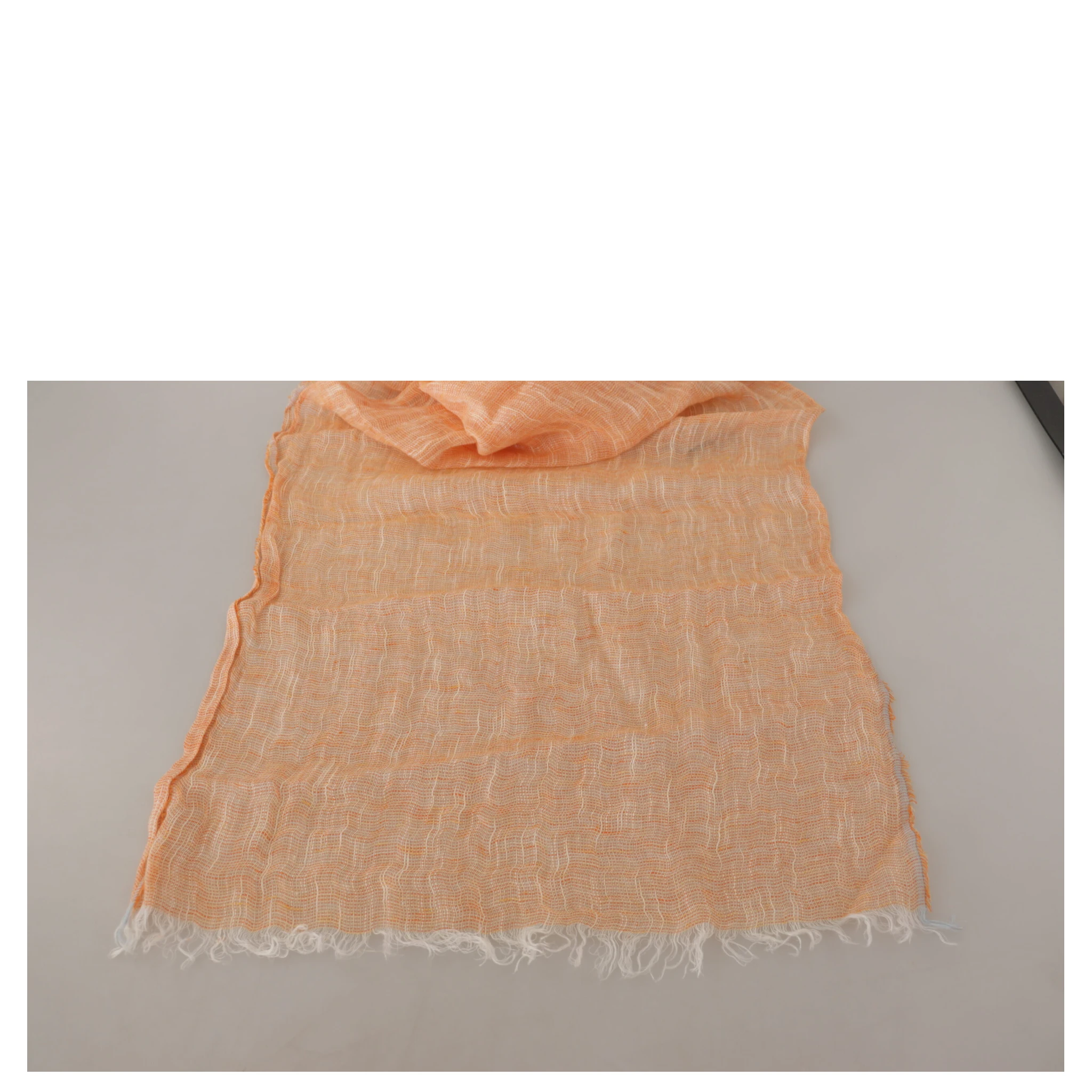 Peach Linen Knitted Shawl Wrap Fringes Scarf