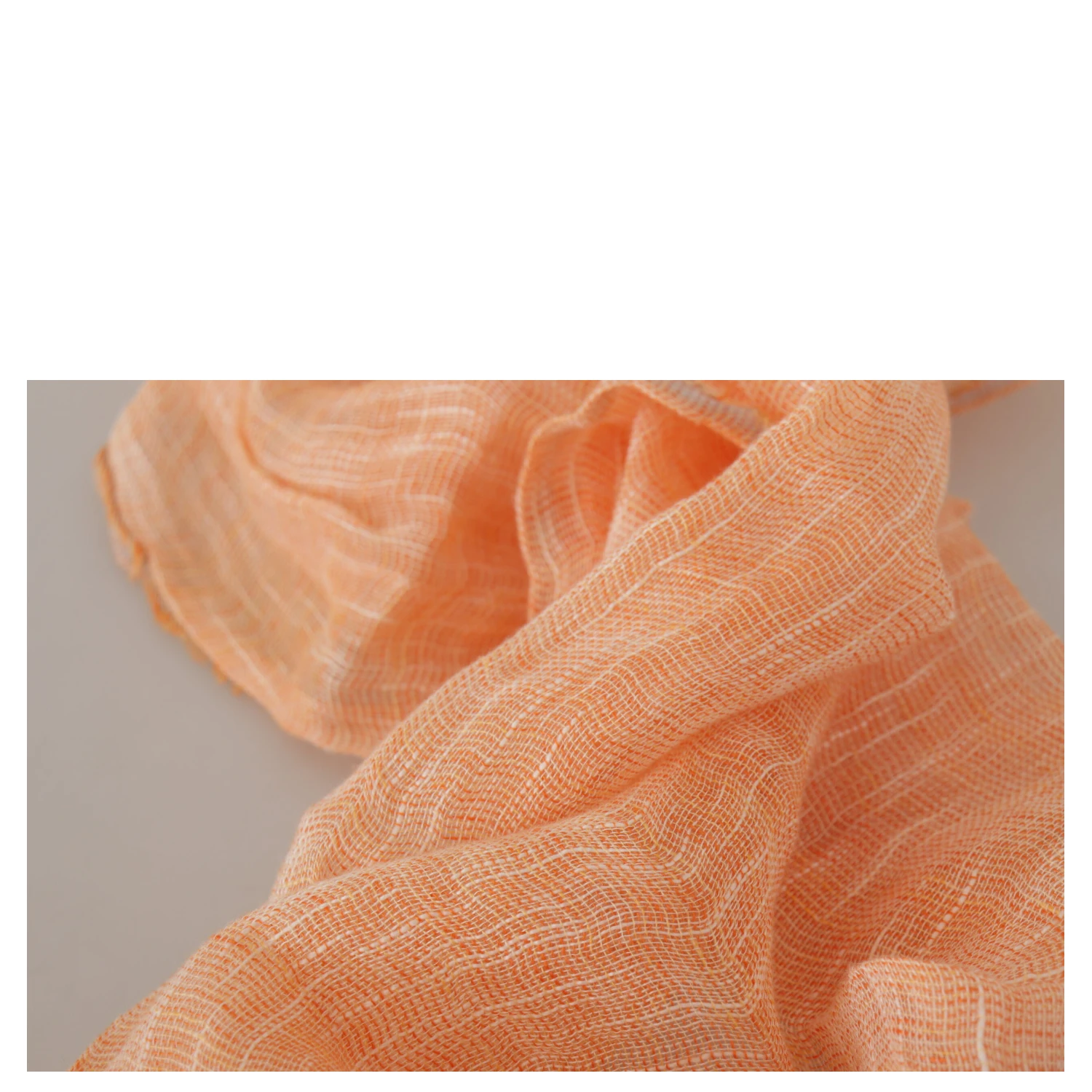 Peach Linen Knitted Shawl Wrap Fringes Scarf