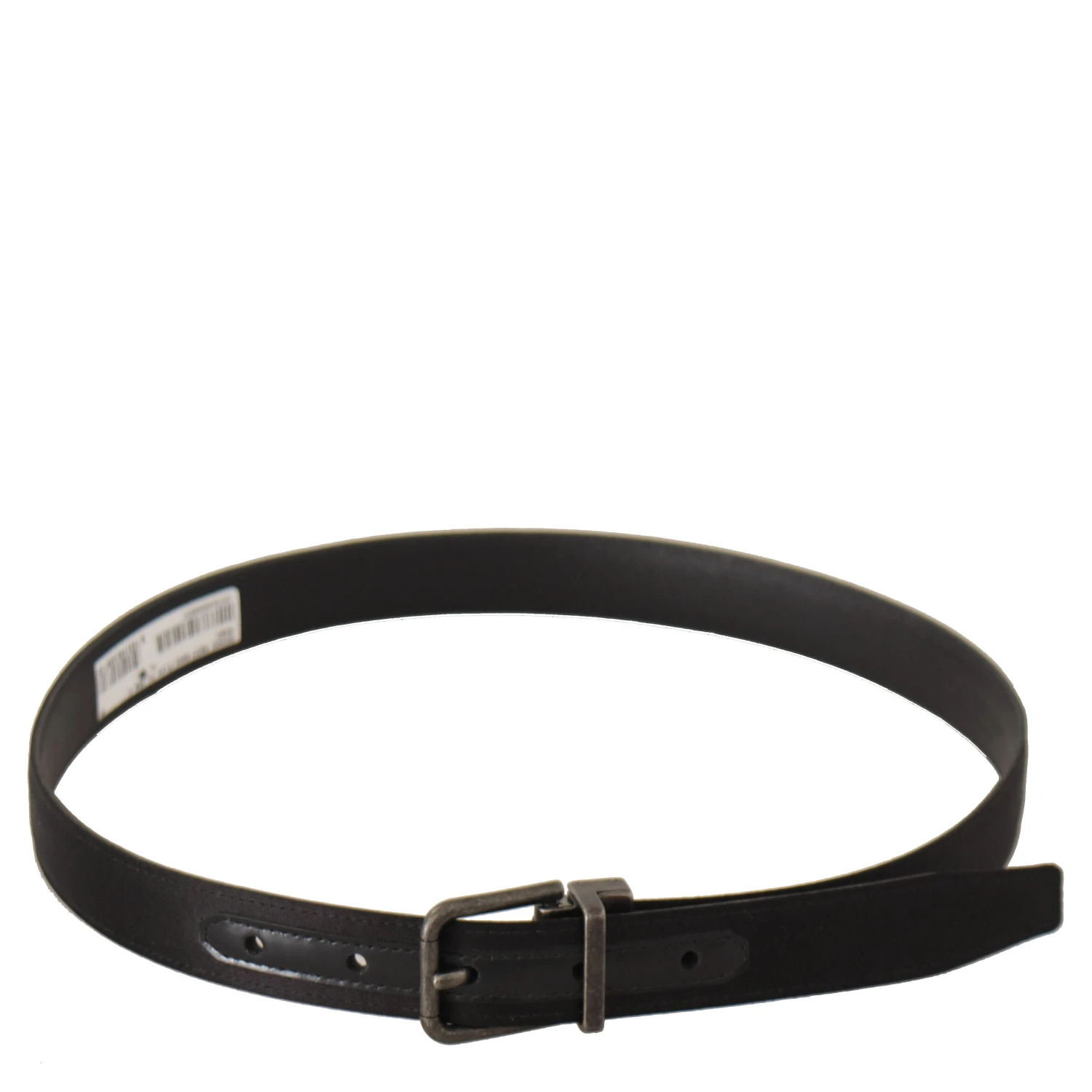 Black Calfskin Leather Vintage Metal Buckle Belt