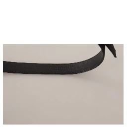 Black Calfskin Leather Vintage Metal Buckle Belt
