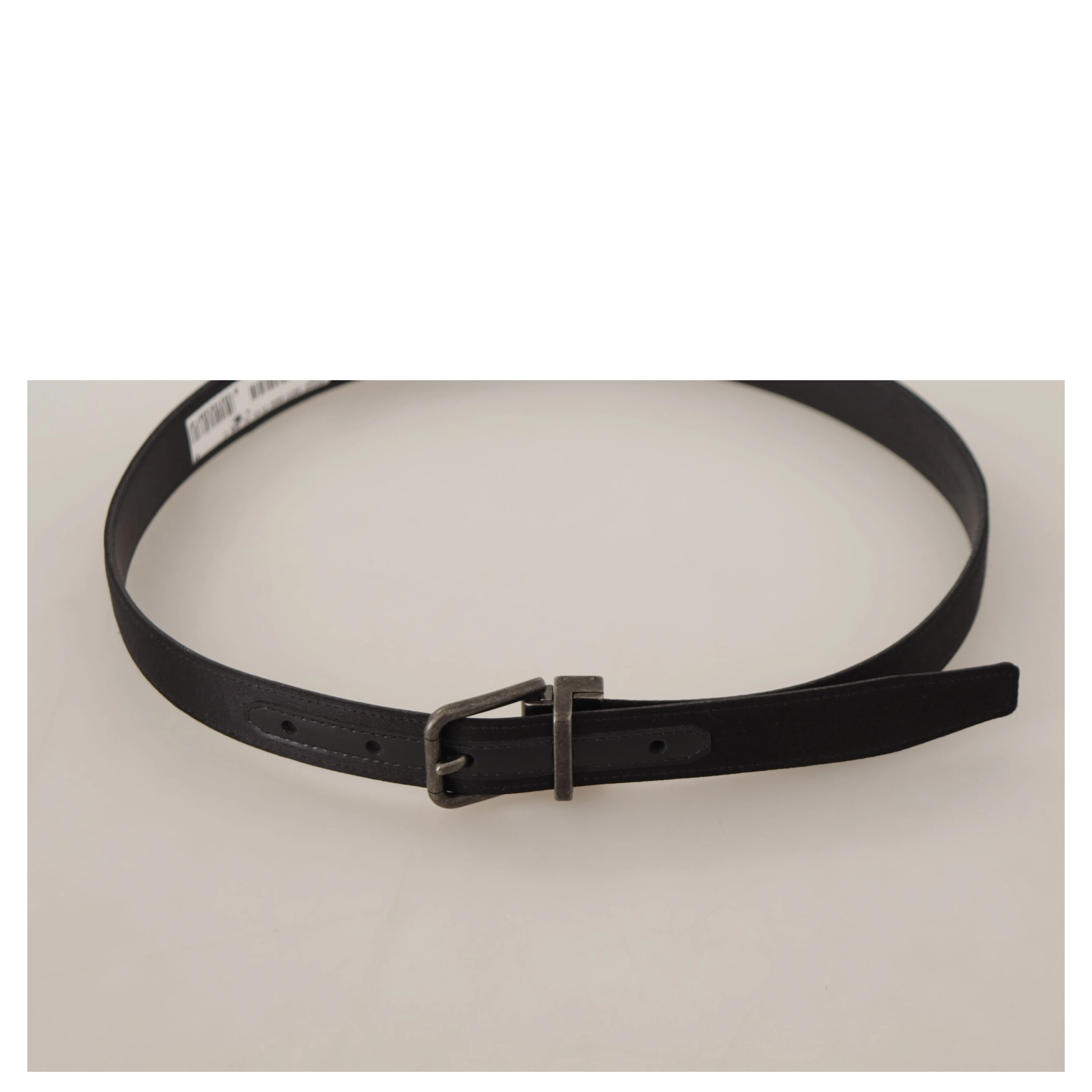 Black Calfskin Leather Vintage Metal Buckle Belt