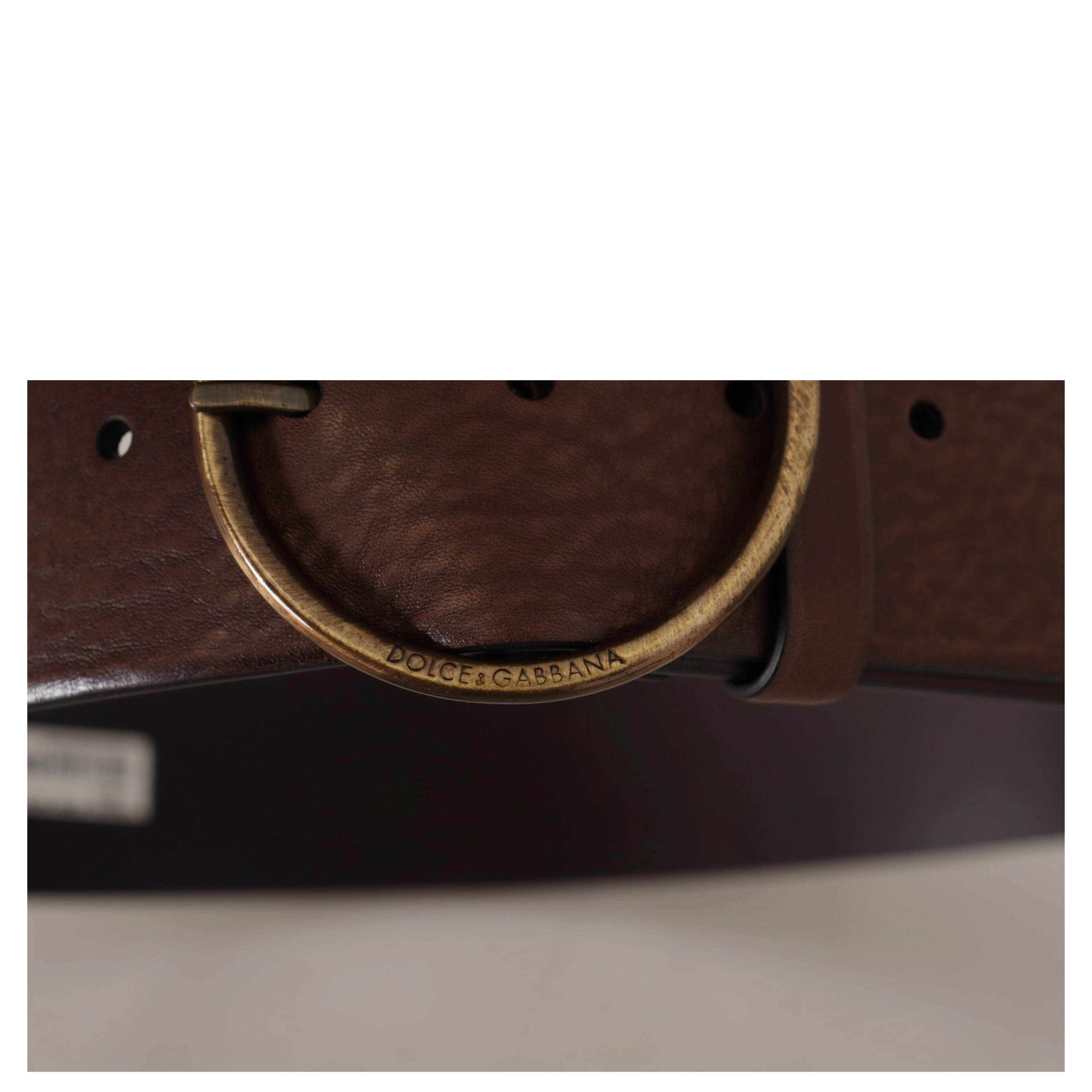 Brown Leather Wide Waist Logo Metal Round Buckle Belt