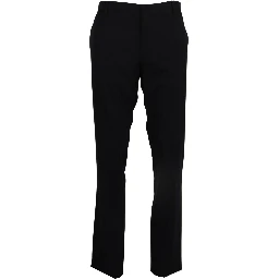 Black Wool Stretch Dress Formal Slim Fit Pant