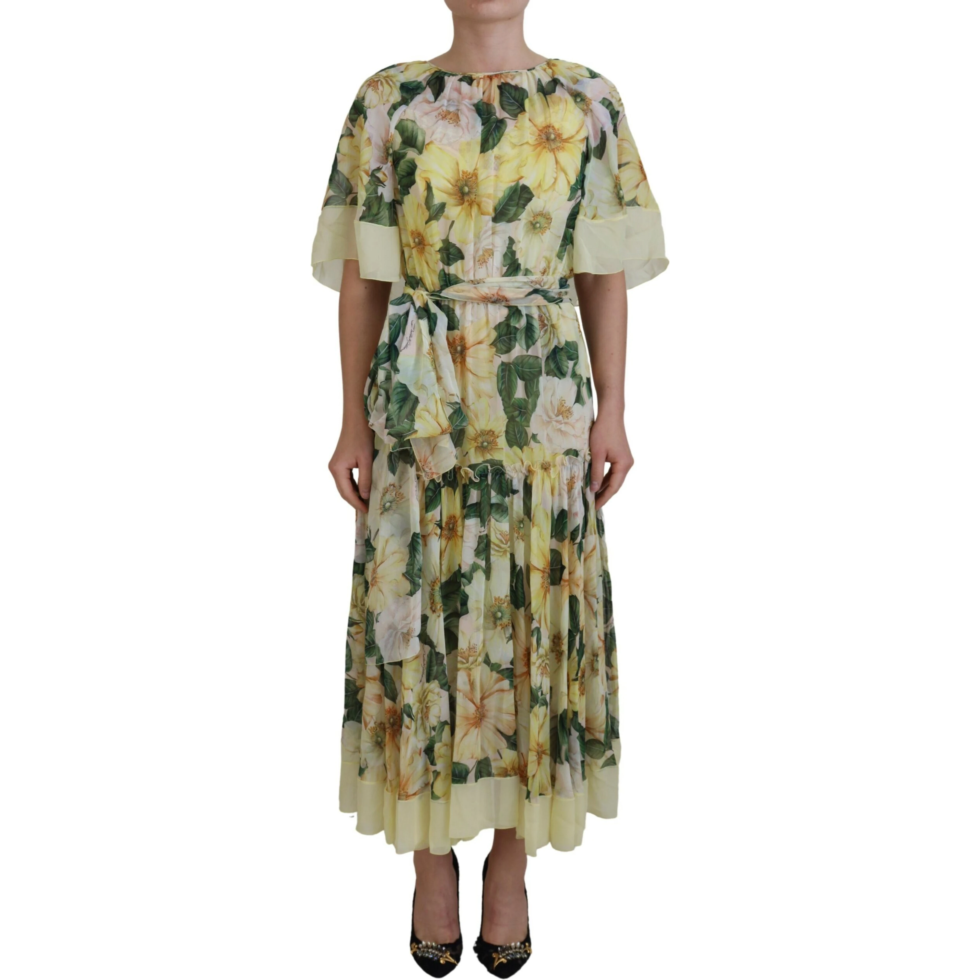 Multicolor Silk Floral Print Long Maxi Dress