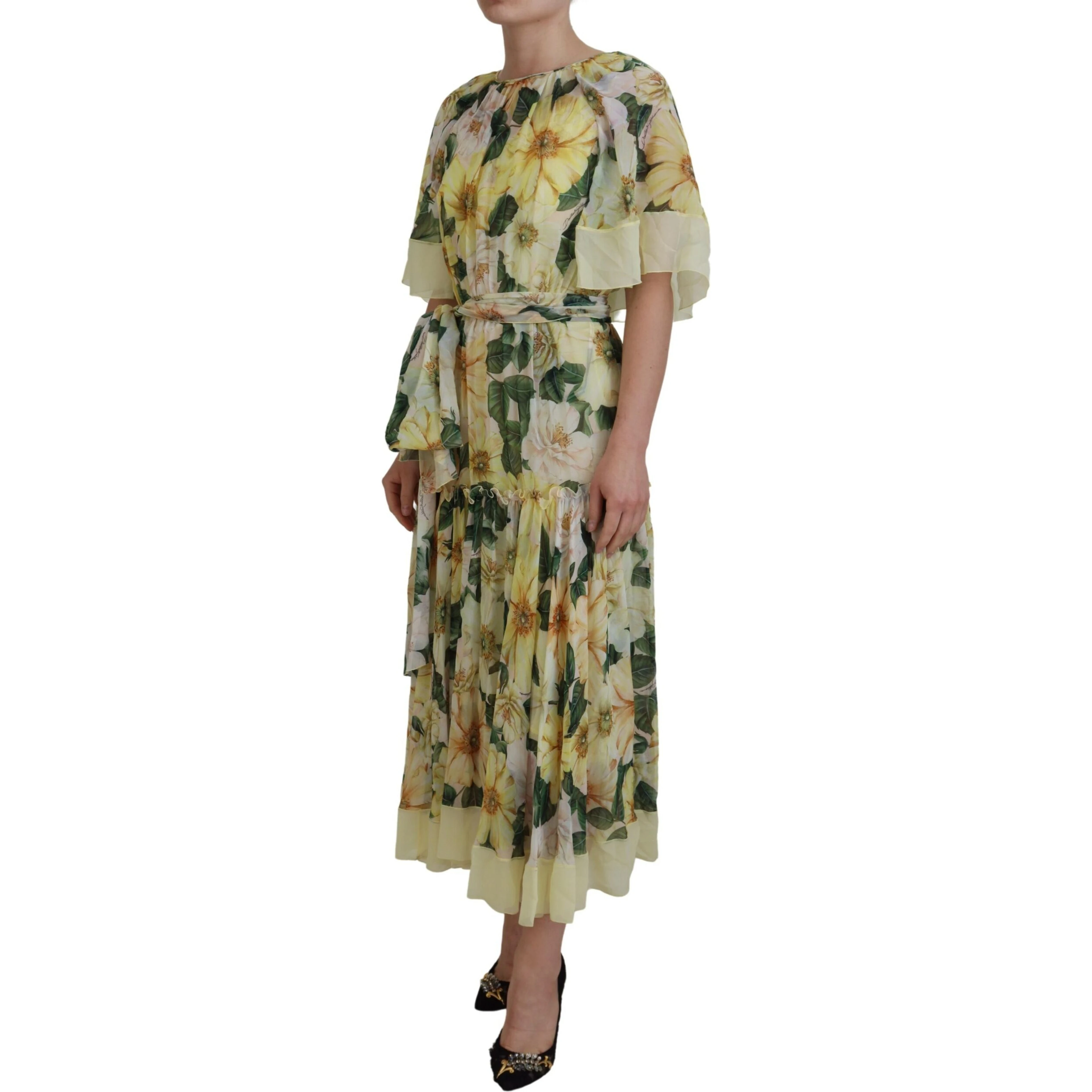 Multicolor Silk Floral Print Long Maxi Dress