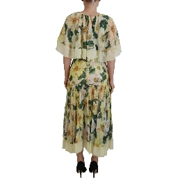 Multicolor Silk Floral Print Long Maxi Dress