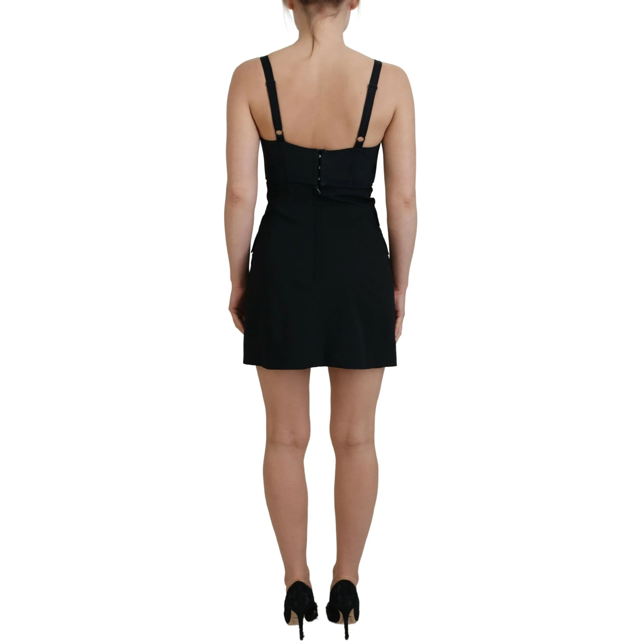 Black Fit Wool Stretch Sheath Mini Dress