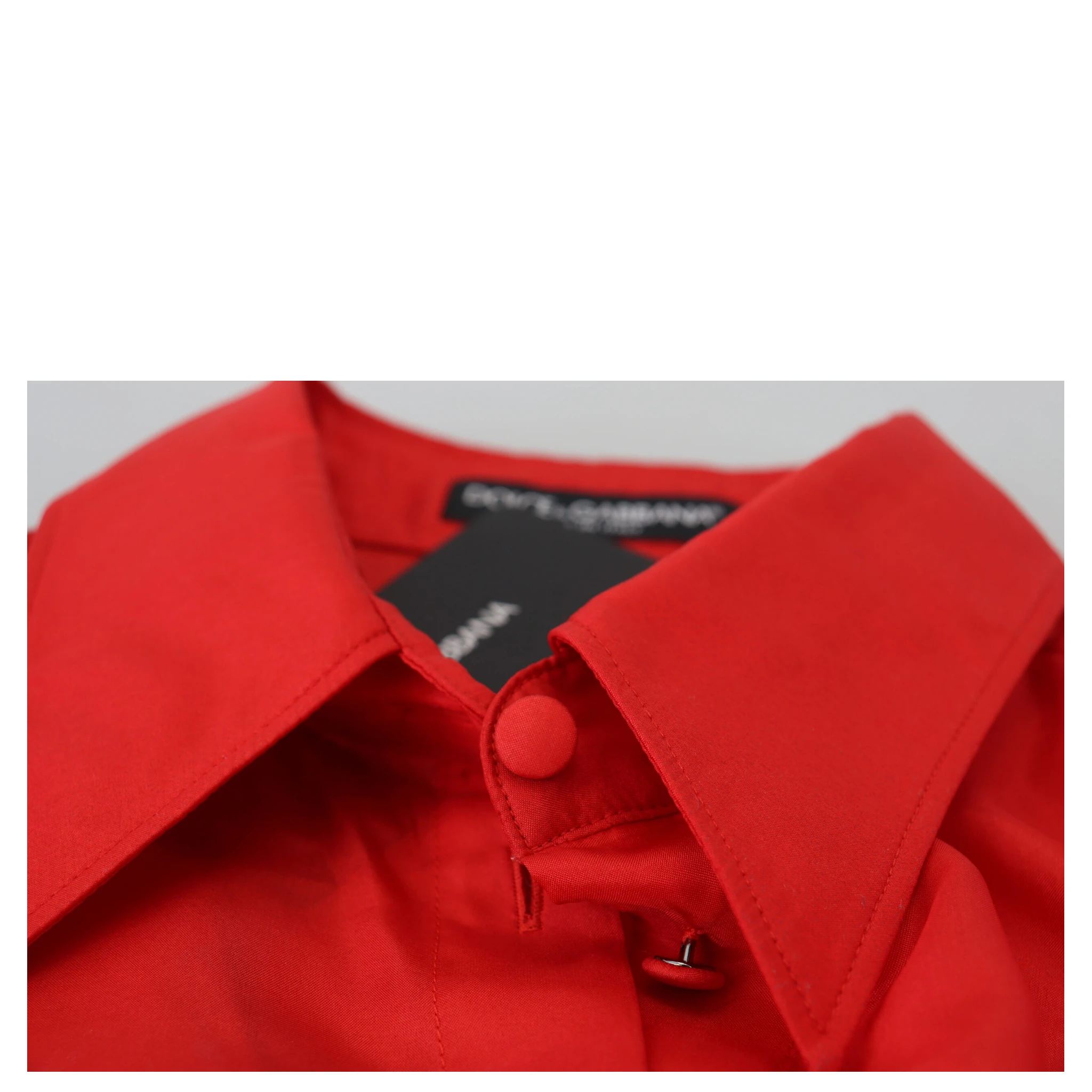 Red Silk Collared Long Sleeves Dress Shirt Top