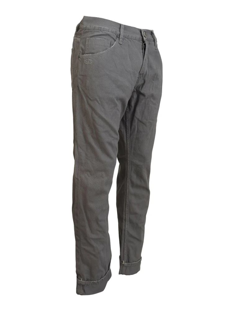 Gray Cotton Straight Fit Folded Hem Casual Denim Jeans alternative