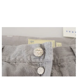 Gray Cotton Straight Fit Folded Hem Casual Denim Jeans