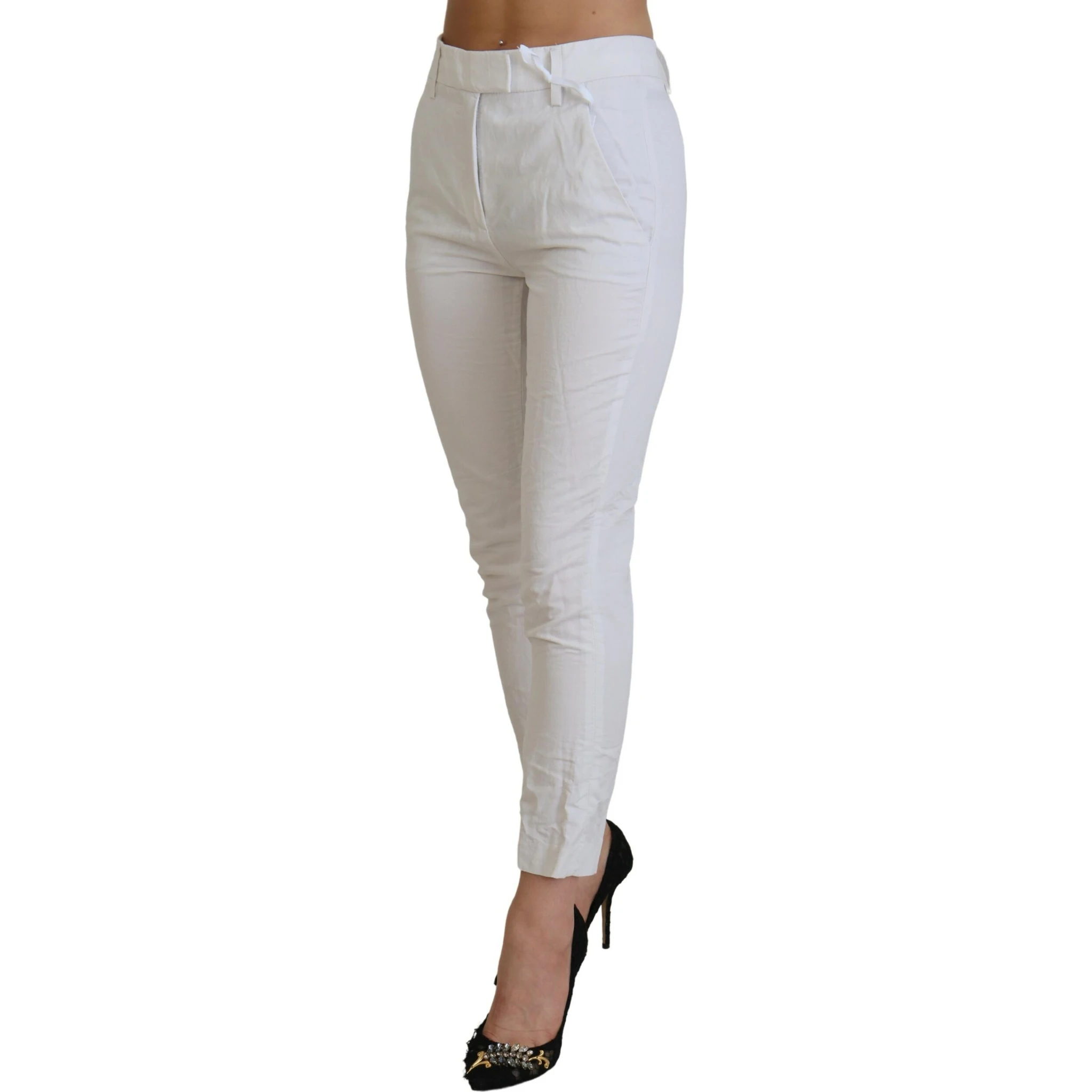 White High Waist Tapered Women Pants