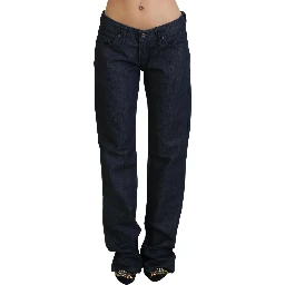 Dark Blue Low Waist Straight Fit Women Denim Jeans