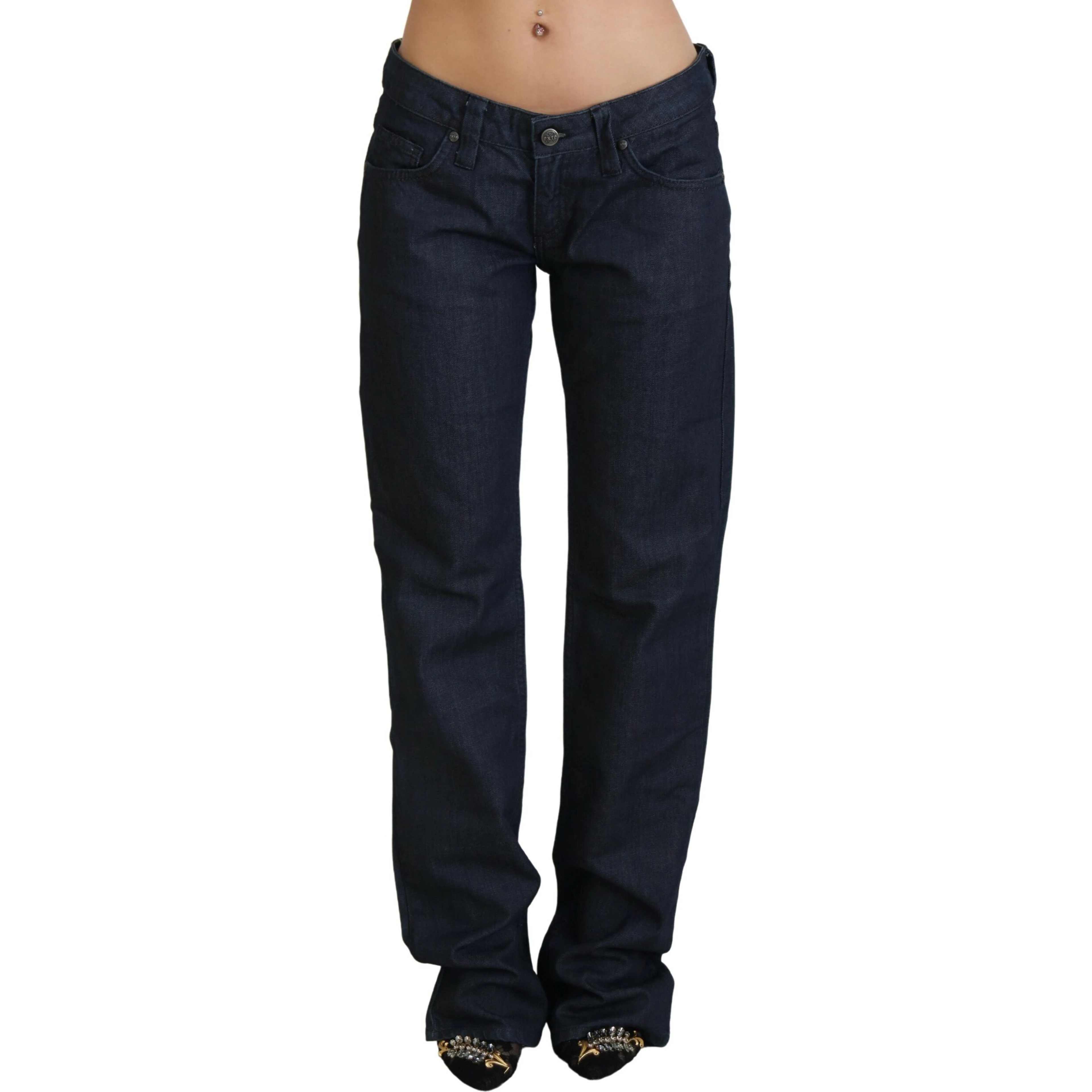 Dark Blue Low Waist Straight Fit Women Denim Jeans