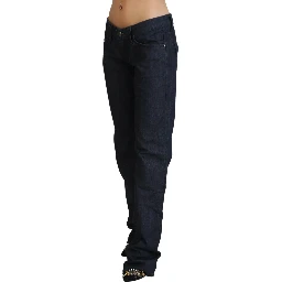 Dark Blue Low Waist Straight Fit Women Denim Jeans
