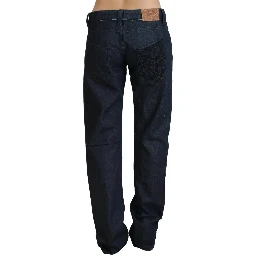 Dark Blue Low Waist Straight Fit Women Denim Jeans