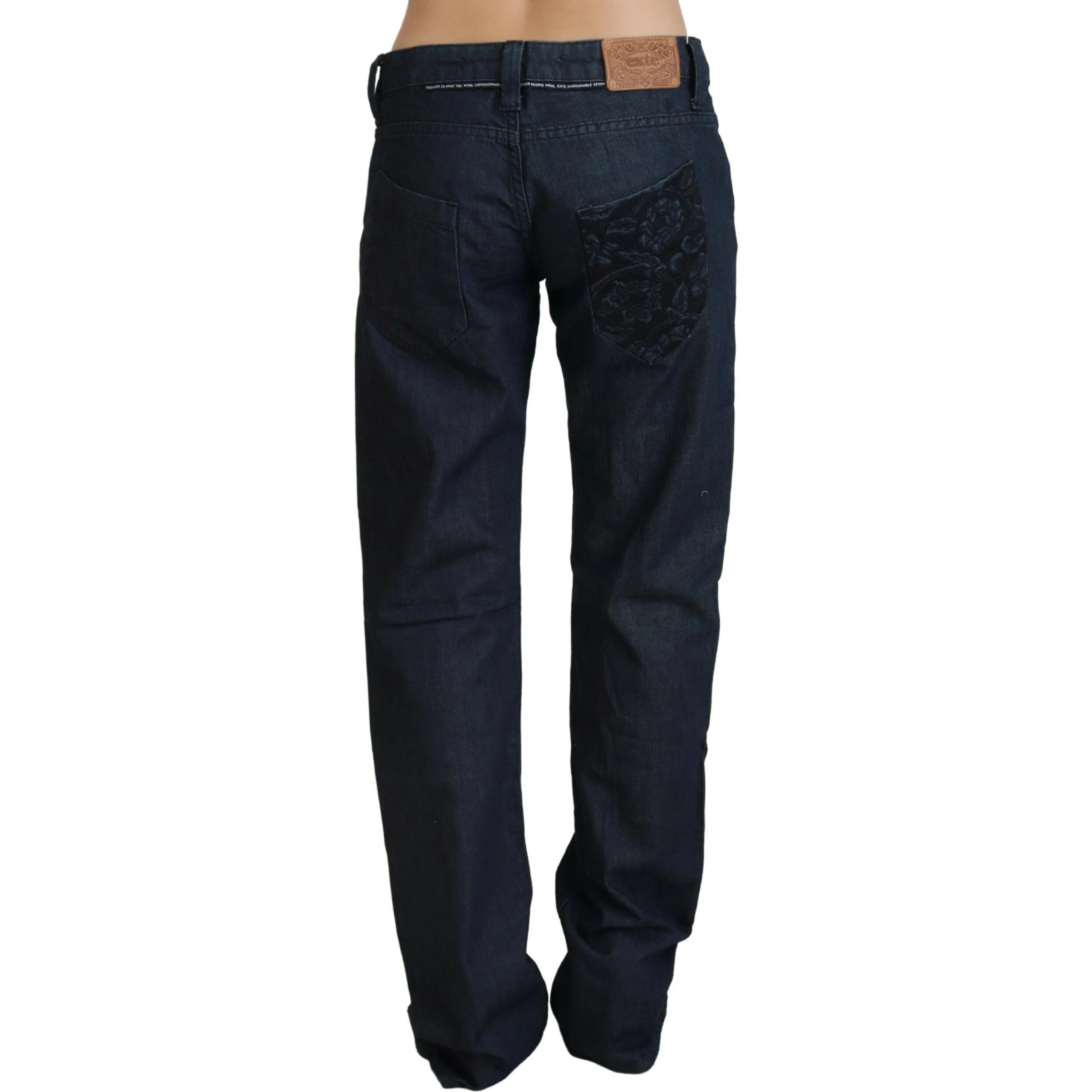 Dark Blue Low Waist Straight Fit Women Denim Jeans