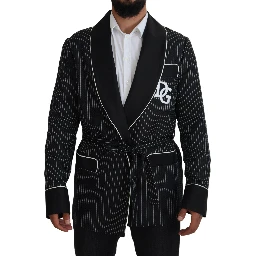 Black Robe Striped DG Patch Jacket Men Blazer