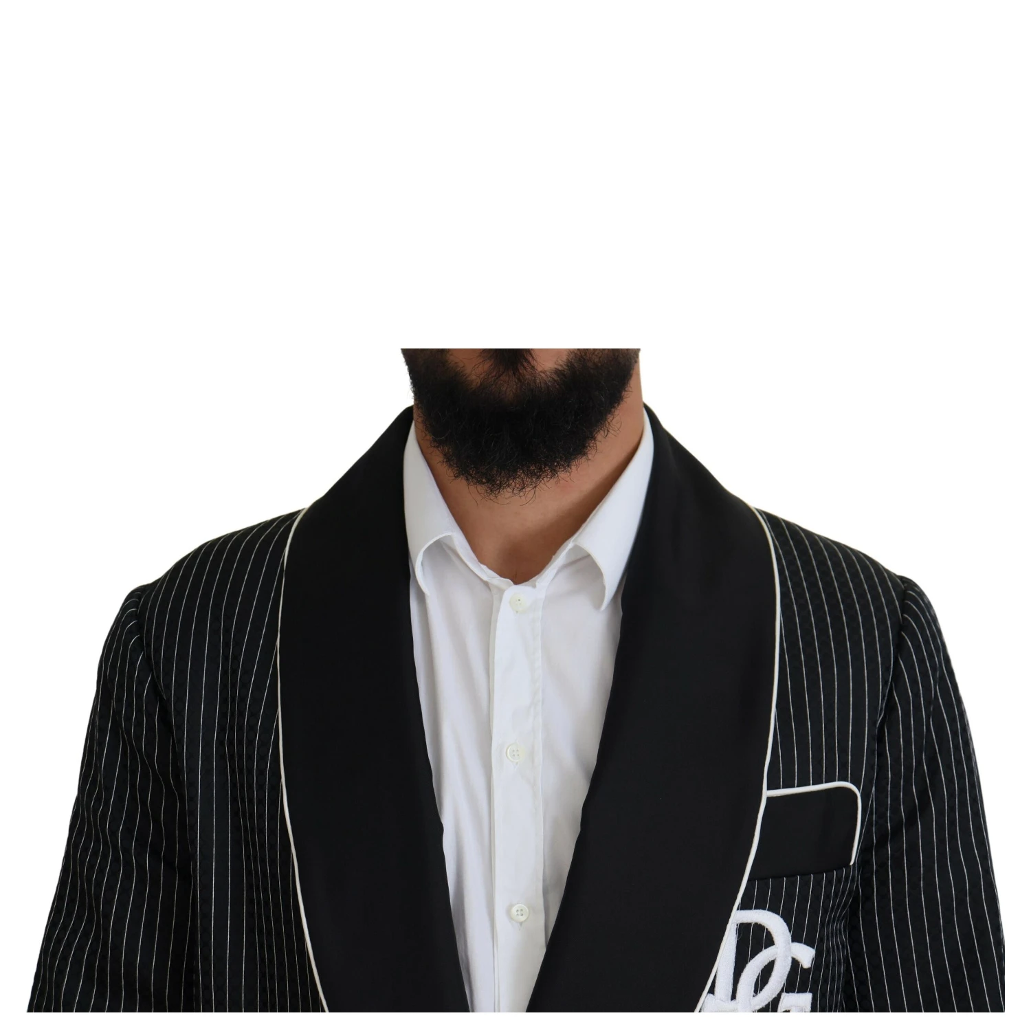 Black Robe Striped DG Patch Jacket Men Blazer