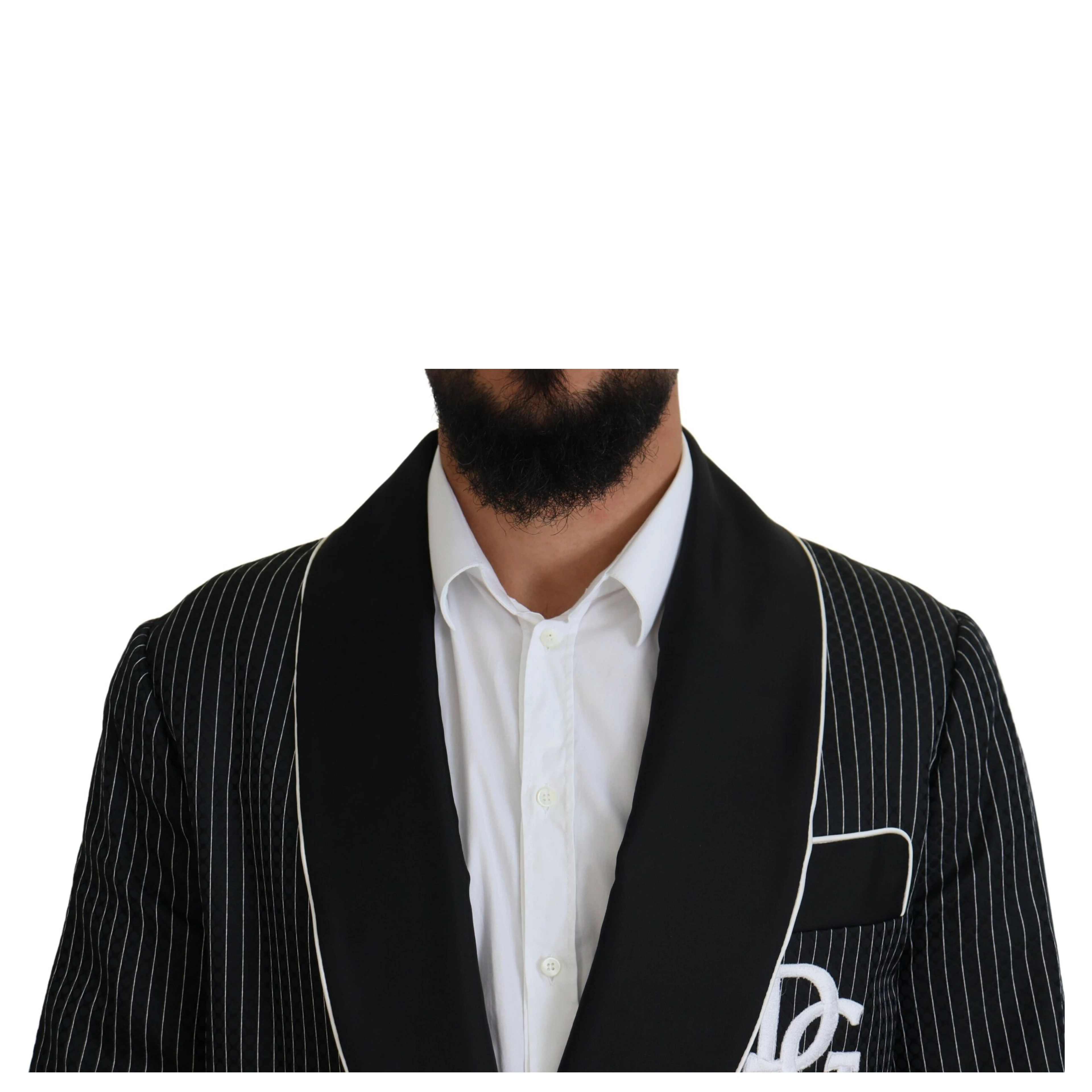 Black Robe Striped DG Patch Jacket Men Blazer
